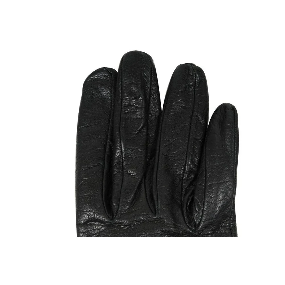 Malo Vintage Womens Gloves Size 7.5 Black 100% Leather Cashmere Lined Mittens